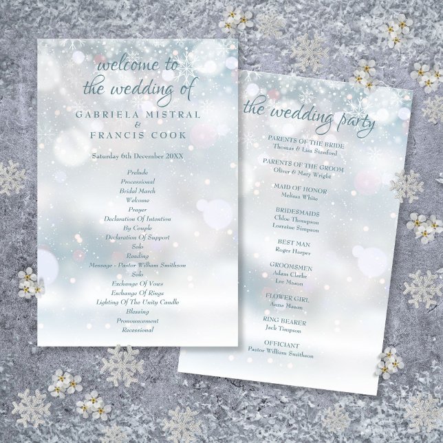 Premier programme de mariage hivernal des flocons  (First Snowflakes Winter Wedding Program)