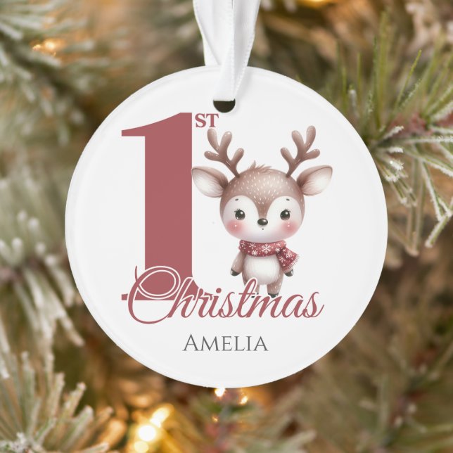 Premier renne de Noël pour bébé personnalisé (Arbre)