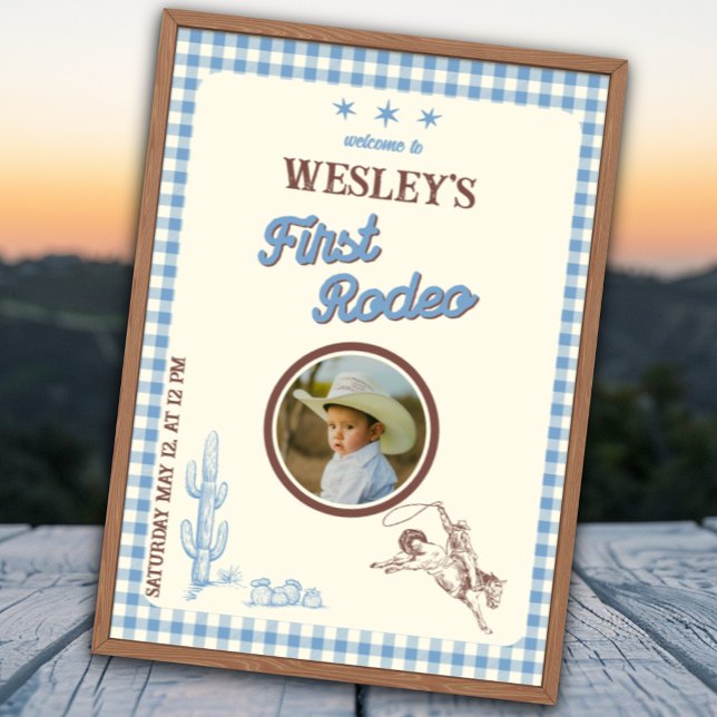 Premier Rodéo Affiche de bienvenue pour le 1er ann (First Rodeo Wild West 1st Birthday Welcome Poster
)