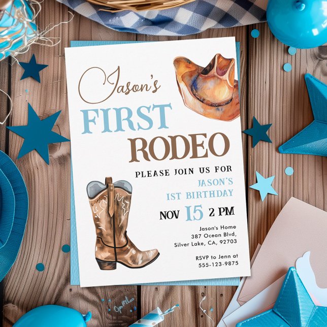 Premier Rodeo Cowboy 1er Anniversaire Invitation (Créateur téléchargé)
