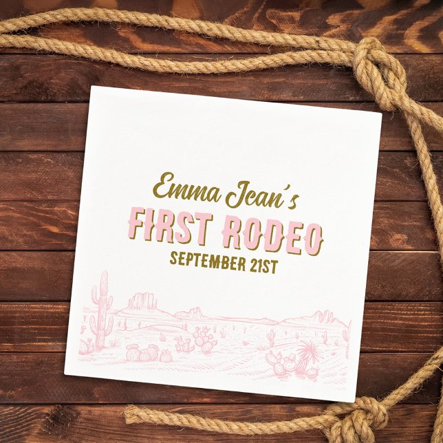 Premier Rodéo Désert Rose Serviette en Papier pour (First Rodeo Pink Desert 1st Birthday Paper Napkin
)