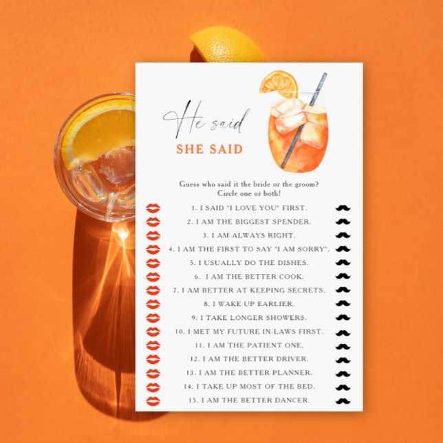 premier spritz nuptiale Il a dit qu'elle a dit jeu (Créateur téléchargé)