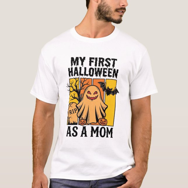 Premier T-shirt de maman Halloween Design de fantô (Devant)