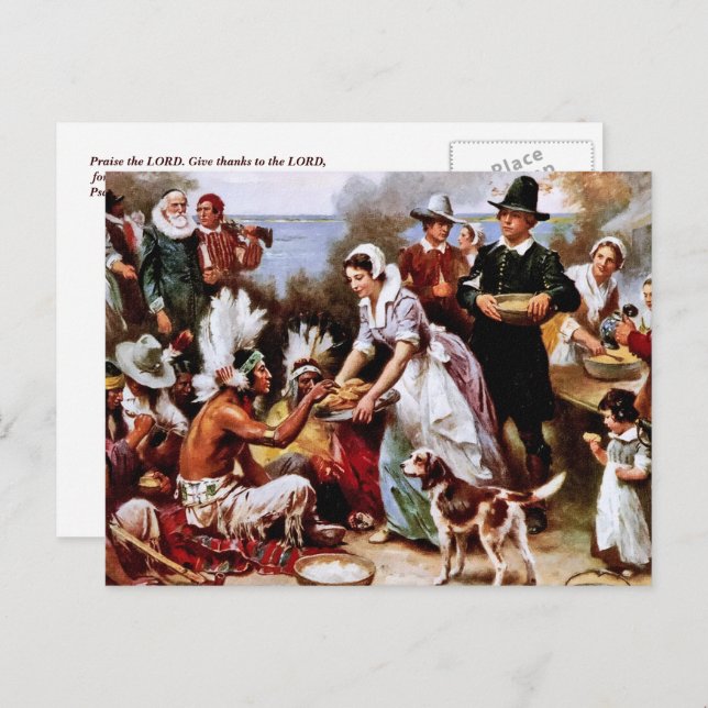 Premier Thanksgiving, 1621. Cartes postales (Devant / Derrière)