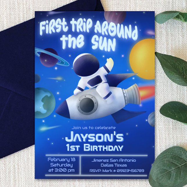 Premier Tour Autour du Soleil - Invitation Espace  (First Trip Around the Sun - Outer Space Invitation)