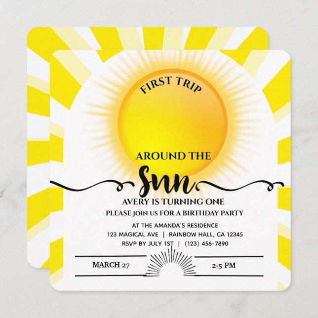 Premier Voyage Autour Du Soleil 1Er Anniversaire C (Devant / Derrière)