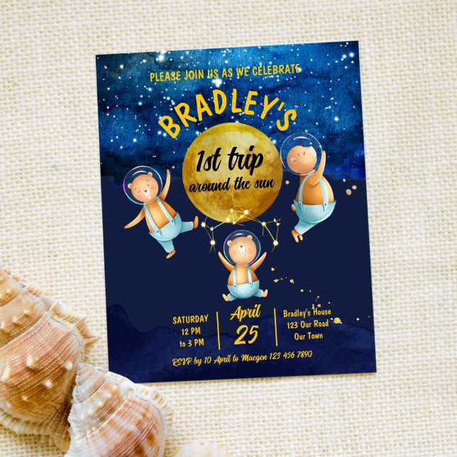 Premier voyage autour du soleil anniversaire invit (Créateur téléchargé)