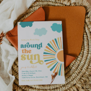 Premier Voyage Autour Du Soleil Invitation Anniver