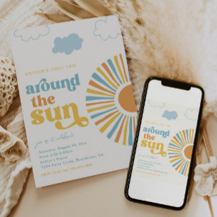 Premier Voyage Autour Du Soleil Invitation Anniver
