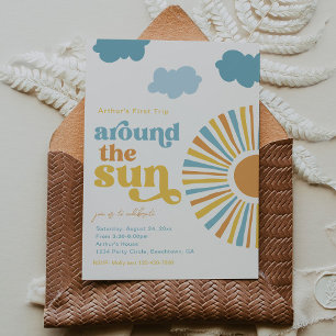 Premier Voyage Autour Du Soleil Invitation Anniver