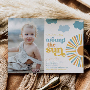 Premier Voyage Autour Du Soleil Invitation Anniver