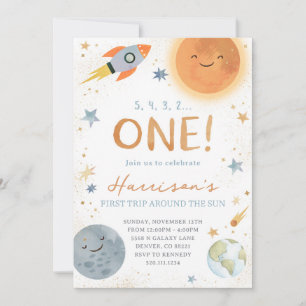 Premier Voyage Autour Du Soleil Invitation Anniver
