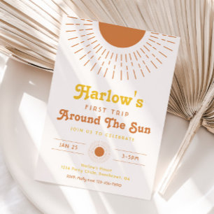 Premier Voyage Autour Du Soleil Invitation   Boho
