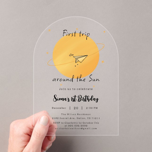 Premier Voyage Autour du Soleil Invitation d'anniv (In situ (ordinateur de poche))