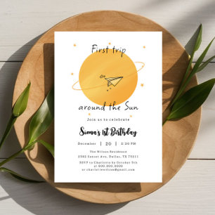 Premier Voyage Autour du Soleil Invitation d'anniv