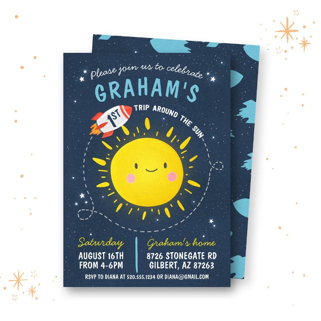 Premier Voyage Autour du Soleil Invitation Espace (Créateur téléchargé)