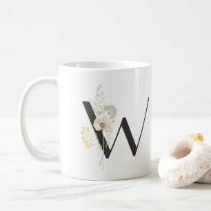 Premier W avec fleur de couleur douce Café Mug