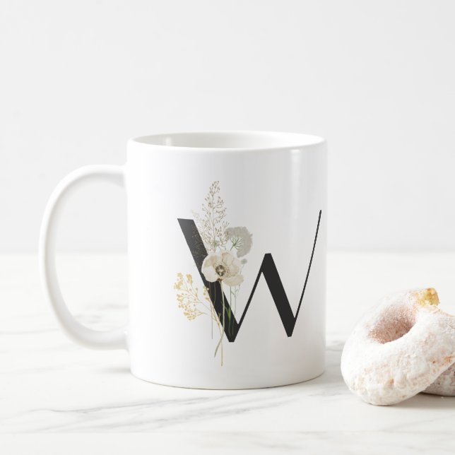 Premier W avec fleur de couleur douce Café Mug (Avec donut)