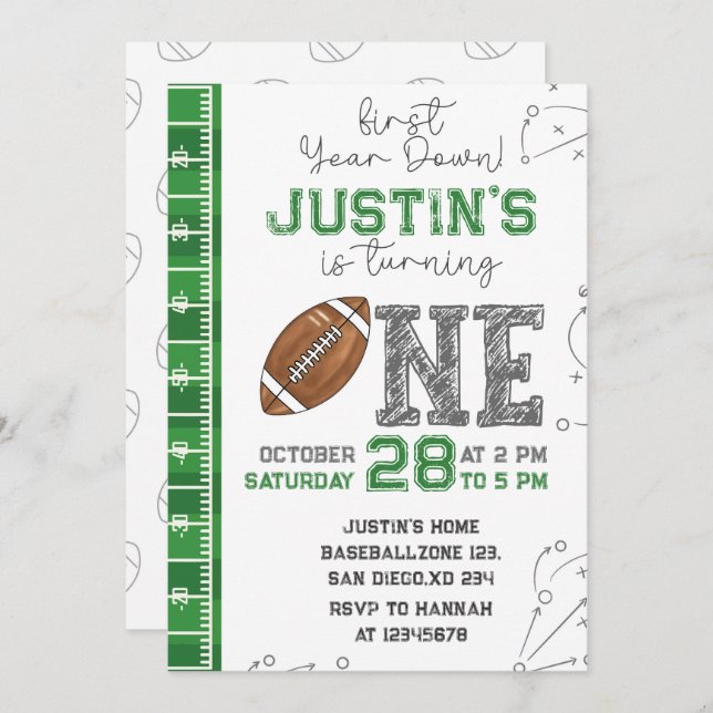 Première année en bas Anniversaire Invitation Prem (Devant / Derrière)