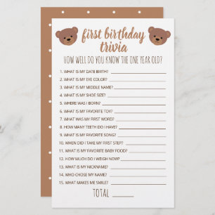 Première Anniversaire Trivia Comment Bien Connaiss