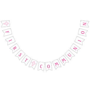 Première bannière de communion de croix rose