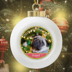 Première boule en céramique de Noël pour chiot