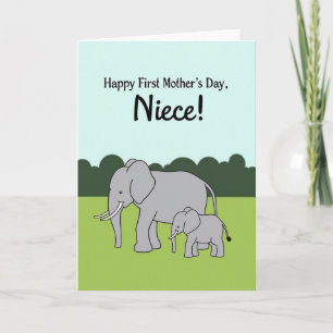 Première carte de fête des mères éléphant pour une