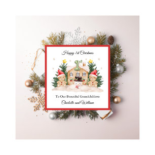 Première carte de Noël au bonhomme de neige en pai