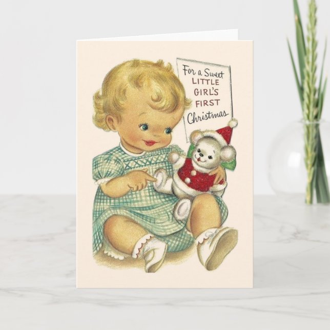 Première carte de Noël de bébé vintage (Devant)
