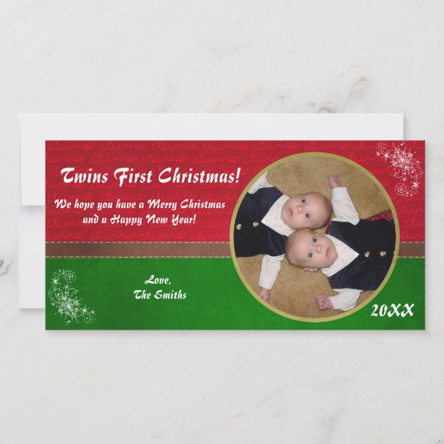 Première carte de Noël de jumeaux (Devant)