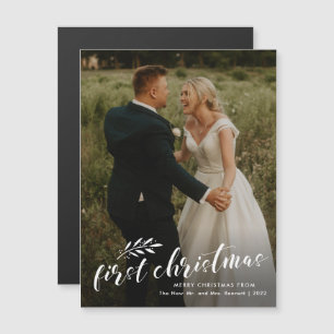 Première carte de Noël de mariage avec écriture po