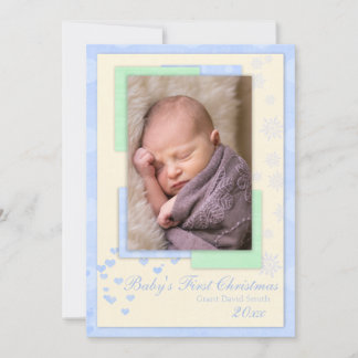 Première carte de Noël de Noël du bébé (garçon)