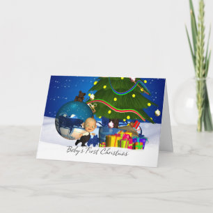 Première carte de Noël du bébé avec mignon petit b
