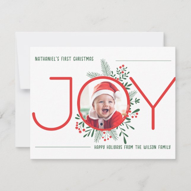 Première carte de Noël pour bébé avec Joyful Desig (Devant)