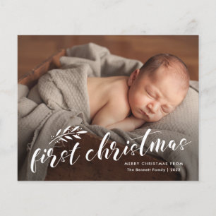 Première carte de Noël pour bébé avec photo et tex