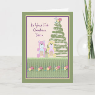 Première carte de Noël pour jumeaux avec deux ours