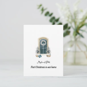 Première carte de Noël verte sauge dans notre mais