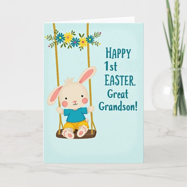 Première carte de Pâques Bunny Swing (Devant)