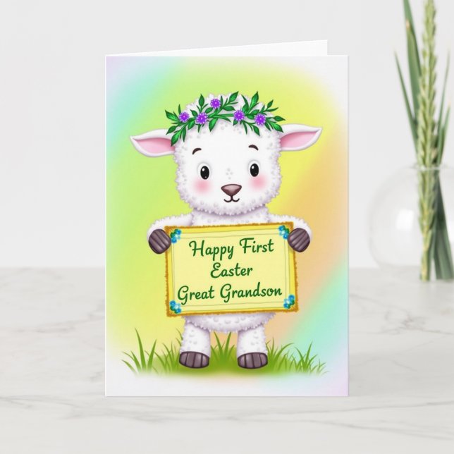 Première carte de Pâques pour petit-fils mouton (Devant)