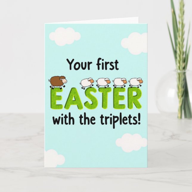 Première carte de Pâques pour triplés (Devant)