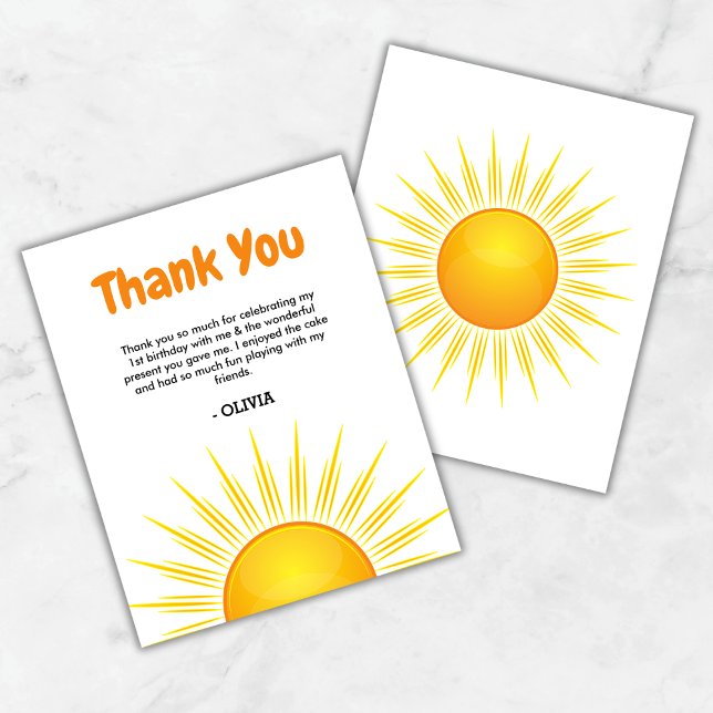 Première carte de remerciement d'anniversaire pour (Budget First Trip Around the Sun 1st Birthday Thank You Card  )