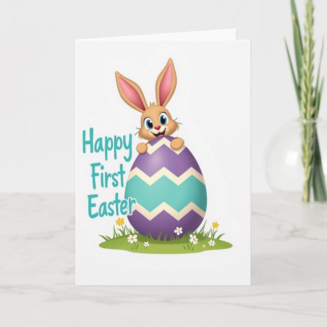 Première carte d'œuf de Pâques de lapin (Devant)