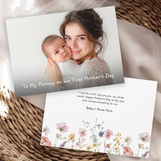 Première carte photo de la fête des mères de bébé (Card may be ordered in both printed and instant download digital formats.)