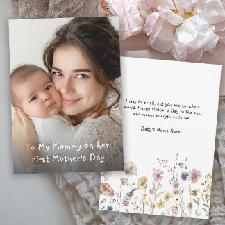 Première carte photo tendre de bébé pour la fête d
