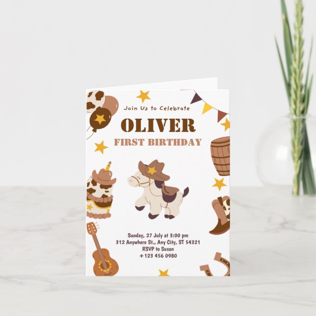 Première carte pliée pour le rodéo d'anniversaire  (Devant)