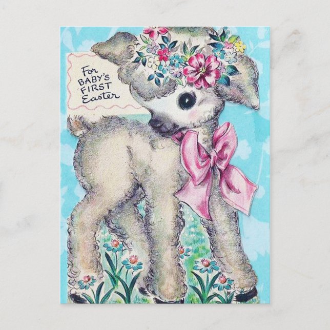 Première carte postale Retro vintage Baby de Pâque (Devant)
