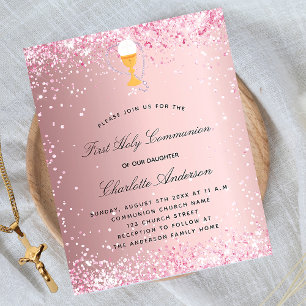 Première communion blush rose invitation budget