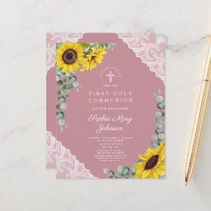 Première communion de dentelle rose de tournesol B
