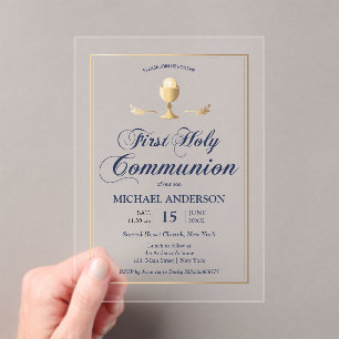 Première communion d'or Élégante invitation