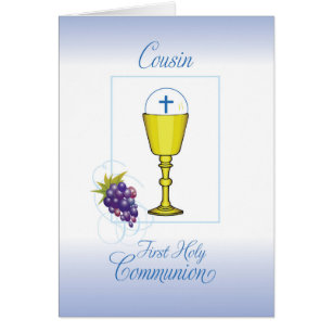 Première communion du cousin, calice avec hostie e